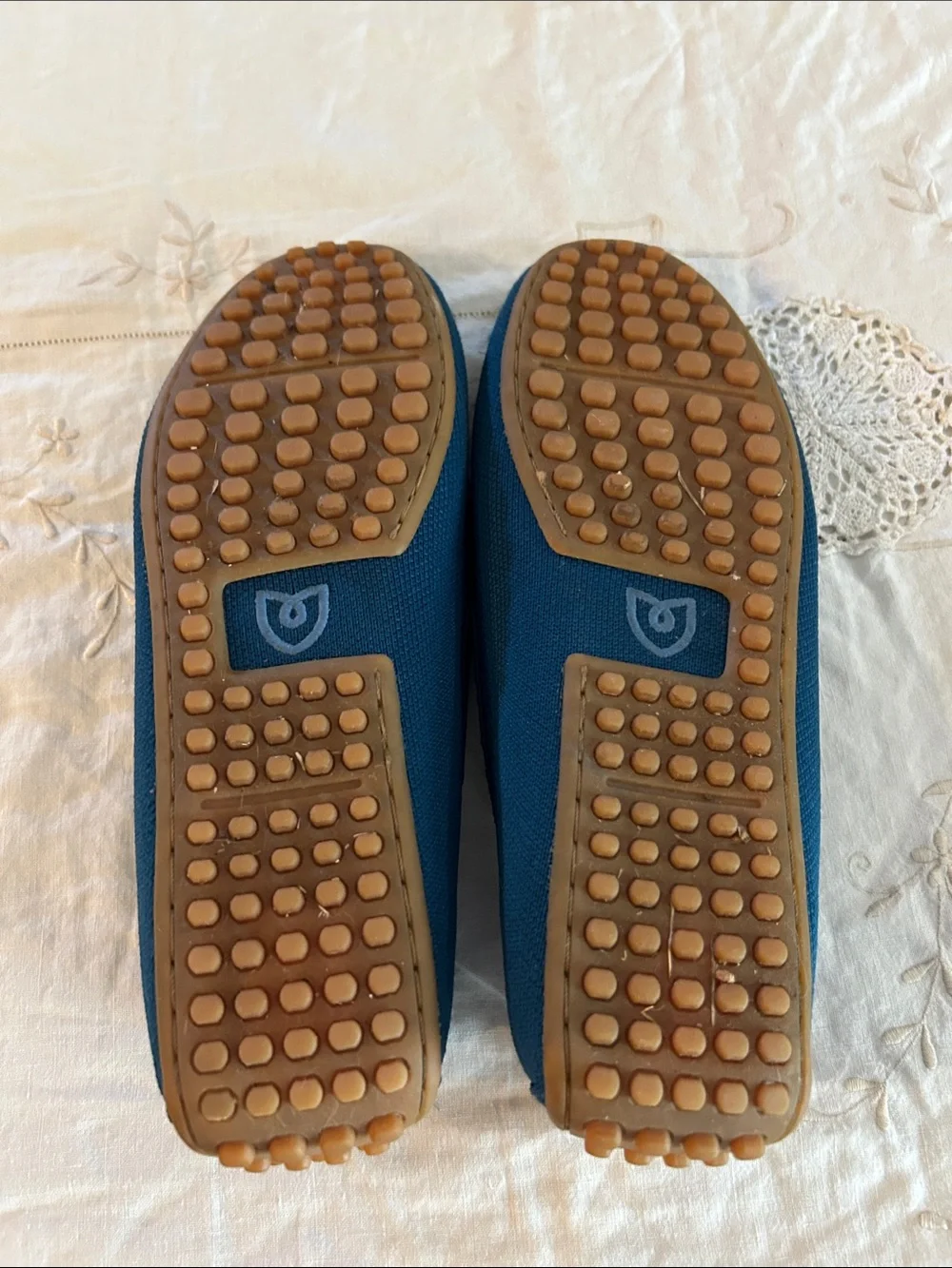Rothy's Teal Canvas Penny Loafers with Purple Heel Accent sz 7.5 - Picture 4 of 6
